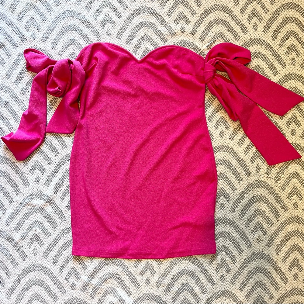 SHEIN Pink Off The Shoulder Short Mini Dress XL